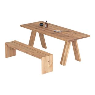 叁几 蝶花长凳 法国白橡木原木侘寂风实木客厅换鞋床尾凳餐厅餐椅