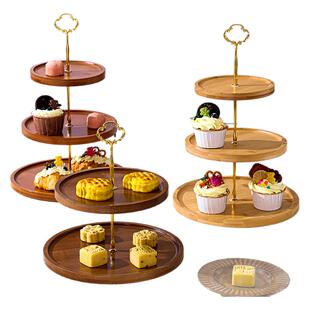 三层下午茶点心架多层水果盘零食摆放盘中式茶点盘精致甜品展示架