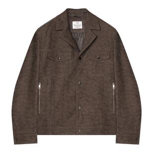 w2x2025秋季新款PU皮国风印花行政夹克男高级感痞帅外套休闲上衣