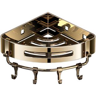 卫生间三角架免打孔不锈钢浴室置物架金色角篮淋浴房沐浴露收纳架