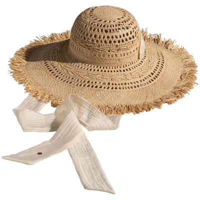 疯帽子拉菲草镂空大檐遮阳帽女