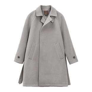 马登工装德式灰色巴尔玛肯风衣中长款战壕大衣廓形英伦外套男春