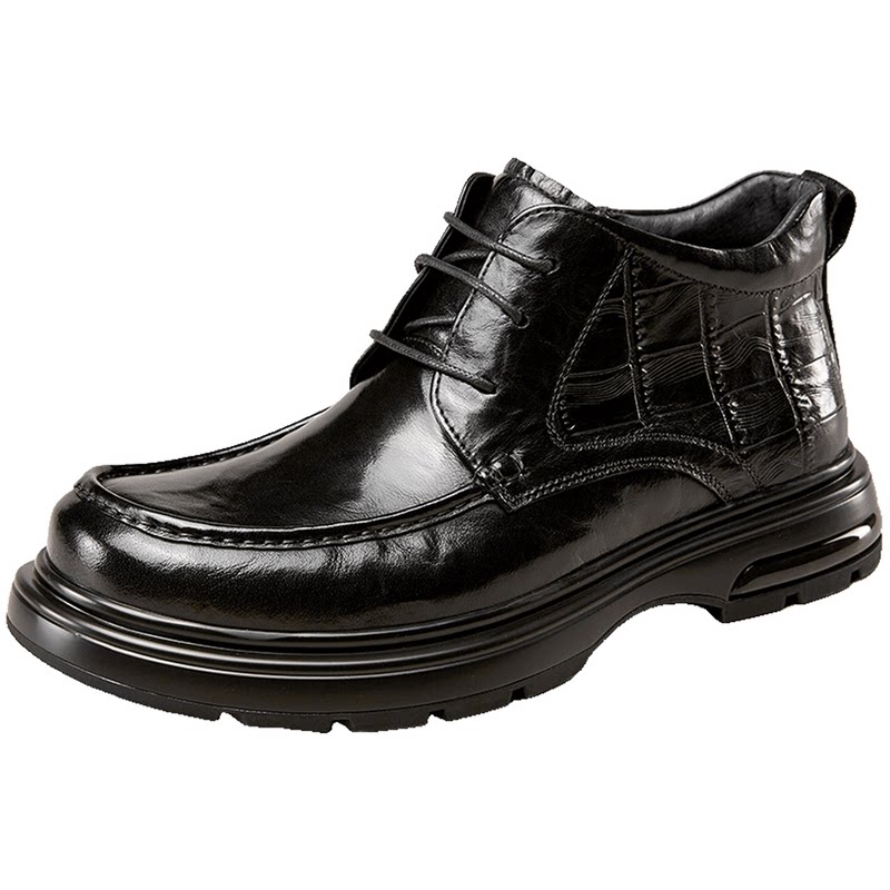 意尔康真皮加绒高帮棉靴