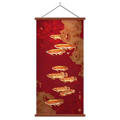 九鱼图玄关装饰画招财新中式