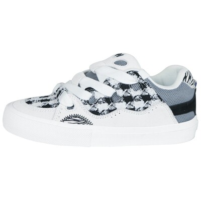 顽刻官方面包鞋斑马纹格子小香风翻毛皮拼接BAKE滑板鞋