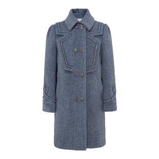 LULUALWAYS我爱露露新款经典复古感双排扣翻领毛呢大衣