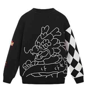 MQD童装冬款红色毛衣男童女童新年加厚儿童龙年拜年服针织衫国风