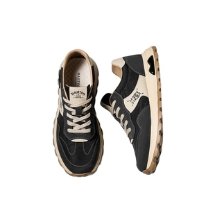 HauttonJeans男鞋冬季2025新款厚底休闲运动鞋男款复古透气阿甘鞋