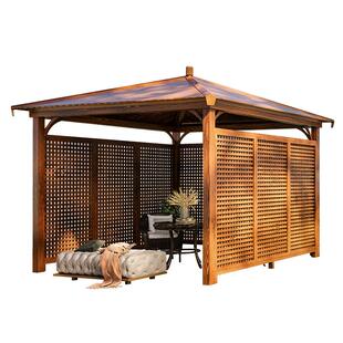 中式四角凉亭户外遮阳棚庭院花园防腐木小木屋别墅室外阳光房亭子