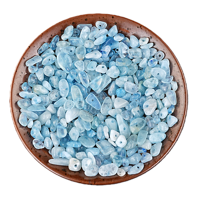 天然海蓝宝有孔碎石散珠