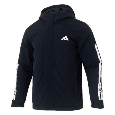 阿迪达斯新款3S HOODED INS J休闲保暖防风连帽棉服外套男JY8303