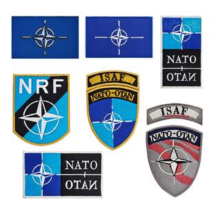 nato-otan北约旗帜臂章刺绣魔术贴章isaf军迷战术徽章反光布贴