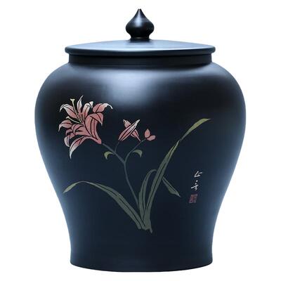 建水陶手工彩填茶叶罐散茶1斤装