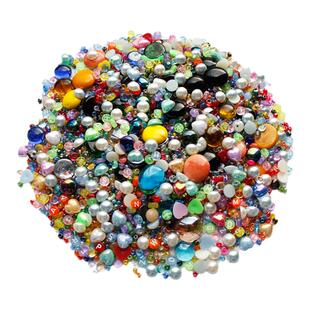 diy彩色珠子 透光玻璃珠琉璃珠串珠米珠扁珠钻石珠马赛克贴片手工