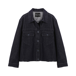 DeesseSicile深蓝色丹宁牛仔夹克时髦廓形宽松休闲百搭上衣外套女