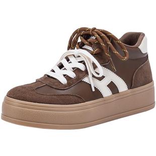 热风高帮德训鞋女款2025年冬季新款厚底休闲鞋运动板鞋百搭女鞋子