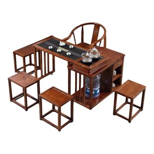 新中式旋转茶桌椅组合家用客厅小户型实木茶台办公室泡茶桌包邮