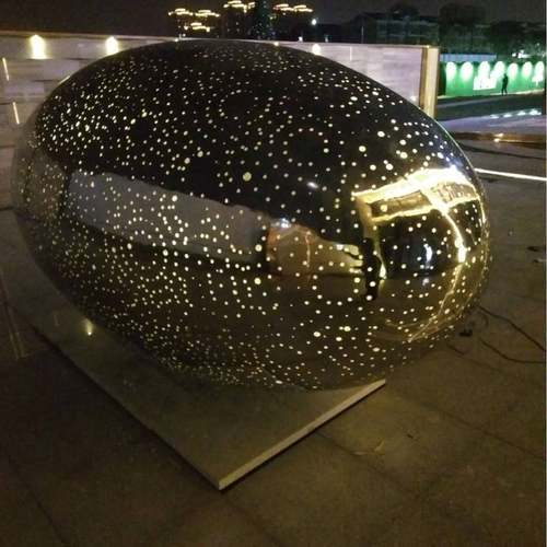 园林不锈钢雕塑镂空灯光椭圆形球雕塑商场美陈地产楼盘可定 制