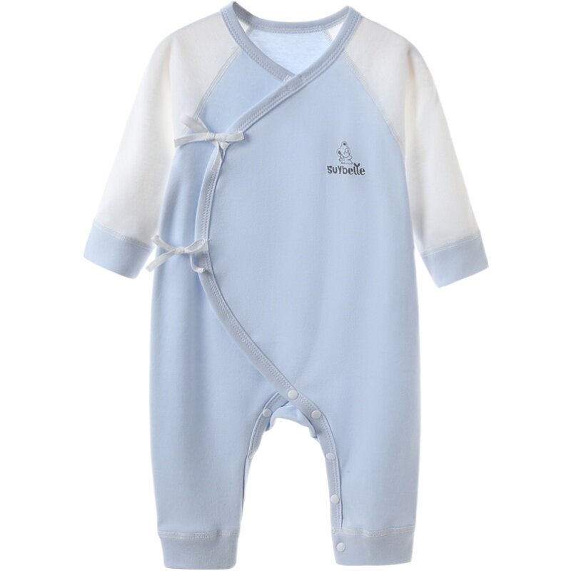 新生婴儿和尚服春秋装纯棉无骨睡衣0-6月宝宝打底连体衣服四季款3