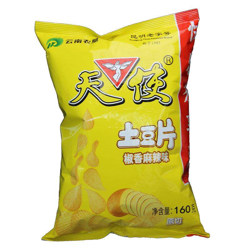 天使土豆片薯片椒香麻辣味160g大包聚会露营香辣休闲零食怀旧小吃