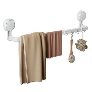 太力安可视吸盘毛巾架子卫生间免打孔置物架浴室挂杆厕所浴巾挂钩