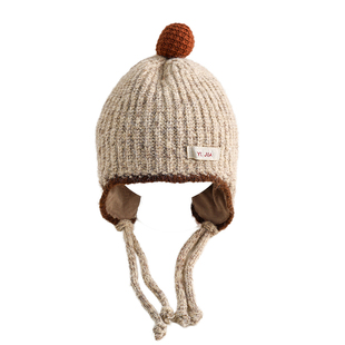 儿童帽子冬季韩版百搭针织护耳帽加厚保暖宝宝外出防风男童毛线帽