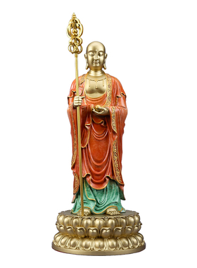 彩铜地藏王摆件九华山地藏