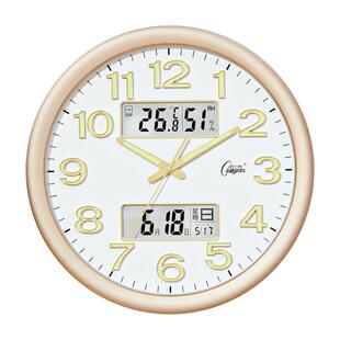 康巴丝钟表挂钟客厅家用夜光2026新款时尚静音日历时钟挂墙石英钟