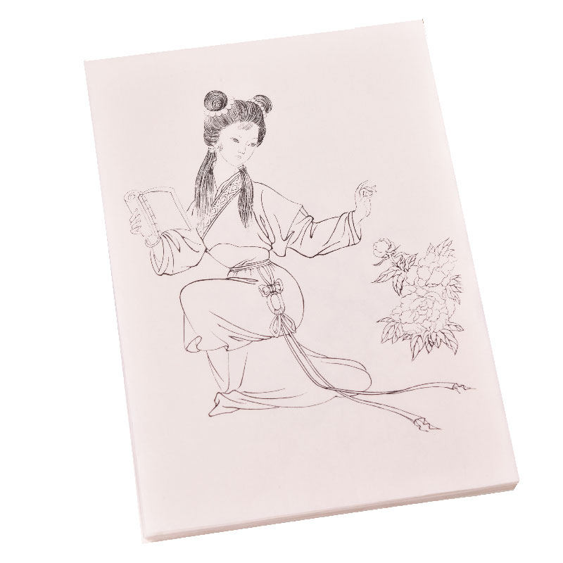 工笔画白描底稿人物仕女画谱线描临摹勾线练习熟宣纸水彩国画上色