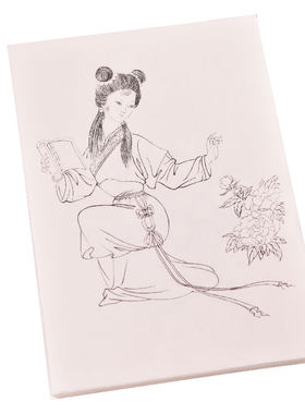 仕女勾线水彩上色工笔画白描底稿