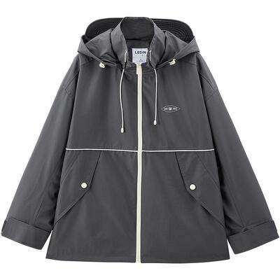 【商场同款】乐町2025春季新款防水连帽廓形冲锋外套女C2BEF1338*