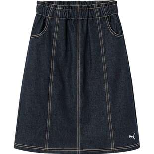 PUMA彪马儿童新款童装裙子女童秋季休闲牛仔半身裙加宽弹力腰头