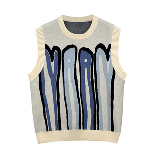 春秋新款修身衣服男款坎肩针织马甲休闲独特提花毛衣男士无袖背心