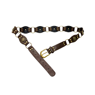 麦叙《伯克利》复古辣妹风金属铆钉百搭pu皮腰带