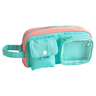 广博笔袋学生大容量吧唧痛包女生文具袋透明笔袋小学生文具盒男孩款铅笔盒儿童多功能挂饰学习用品痛袋考试用