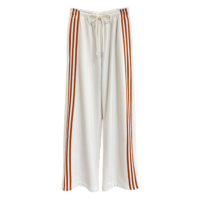 N货！加绒松紧腰条纹休闲阔腿裤