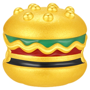 潮宏基招财进堡黄金串珠足金转运珠吊坠硬金汉堡生日礼物女