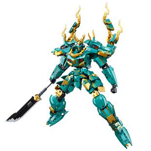 小鲁班山海经青龙白虎朱雀手办机甲拼装积木玩具男孩儿童节礼物