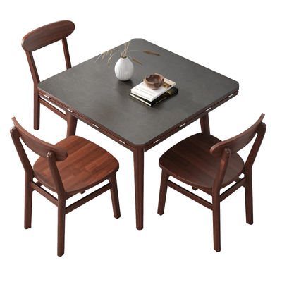 北欧实木岩板方桌变圆桌折叠餐桌