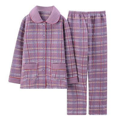 老人中年家居服大码保暖加厚睡衣