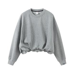 ellesse小贝壳抗菌套头网球运动卫衣女春秋花苞慵懒廓形上衣短款