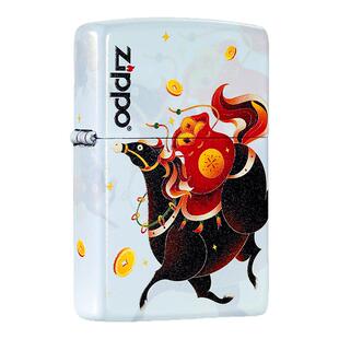 zippo打火机彩印夜光马上有钱生肖马新年礼物送朋友男女防风煤油