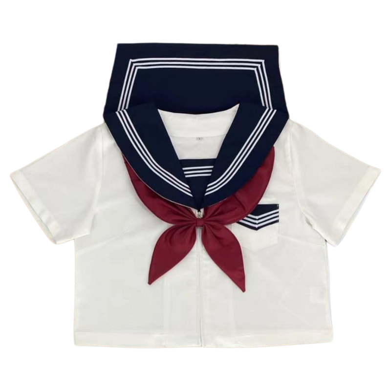 【兔言舍】原创JK制服日系甜妹风格水手服改良绀领白三本学院班服