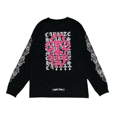 玫红色大宝剑十字架欧美上衣潮T套装运动休闲打底男女长袖体恤衫