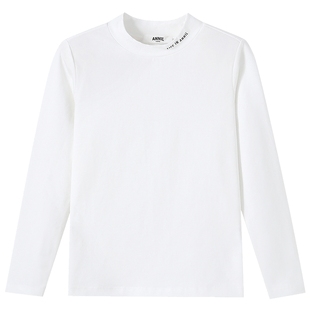 【5A级抗菌】安奈儿童装男女童中领长袖T恤秋新款纯色打底衫