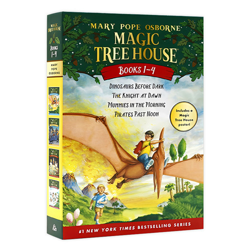 新版神奇树屋1-4册盒装 英文原版 Magic Tree House 分阶阅读英文章节桥梁书 中小学生科普百科课外兴趣读物读本 儿童探险文学小说