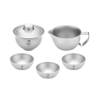 【新品】KEITH铠斯纯钛茶杯套装自带滤孔居家露营便携功夫茶具