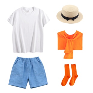 儿童表演服幼儿园毕业照舞蹈合唱服小学生运动会牛仔短裤演出服夏