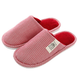 4双装 日式棉拖鞋待客人家用木地板卧室内防滑厚底加绒毛拖鞋冬天