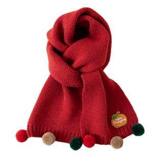 新款儿童围巾秋冬季宝宝围脖圣诞节新年女童脖套男童针织保暖冬天